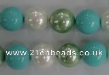 CSB1114 15.5 inches 12mm round mixed color shell pearl beads