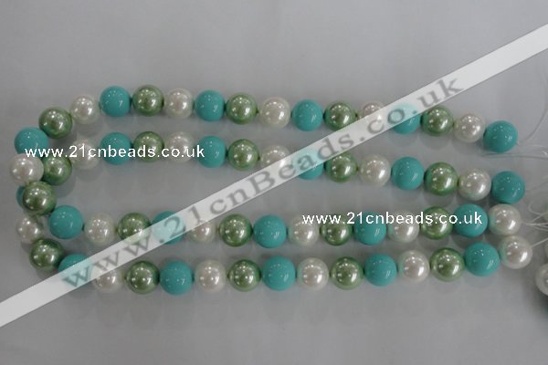 CSB1114 15.5 inches 12mm round mixed color shell pearl beads