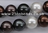 CSB1120 15.5 inches 14mm round mixed color shell pearl beads