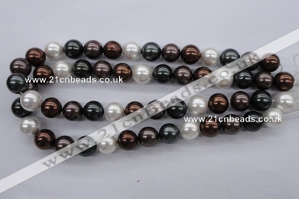 CSB1120 15.5 inches 14mm round mixed color shell pearl beads