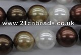 CSB1122 15.5 inches 14mm round mixed color shell pearl beads