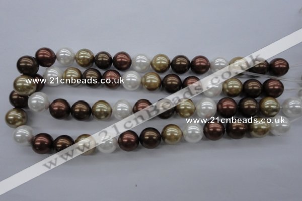 CSB1122 15.5 inches 14mm round mixed color shell pearl beads