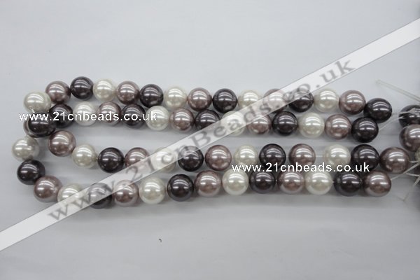 CSB1123 15.5 inches 14mm round mixed color shell pearl beads