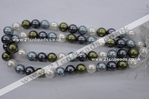 CSB1124 15.5 inches 14mm round mixed color shell pearl beads