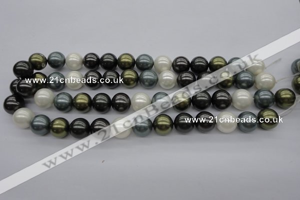 CSB1125 15.5 inches 14mm round mixed color shell pearl beads