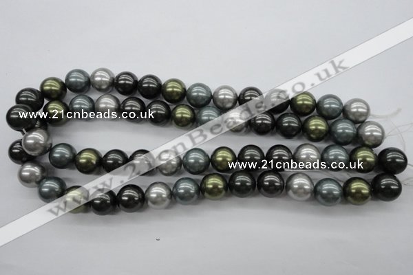 CSB1126 15.5 inches 14mm round mixed color shell pearl beads