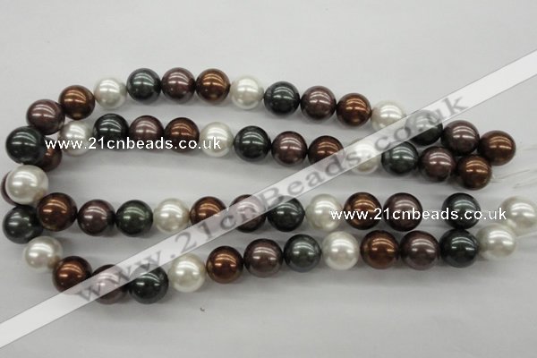 CSB1127 15.5 inches 14mm round mixed color shell pearl beads