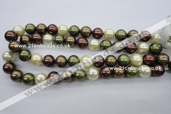 CSB1128 15.5 inches 14mm round mixed color shell pearl beads