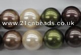 CSB1129 15.5 inches 14mm round mixed color shell pearl beads