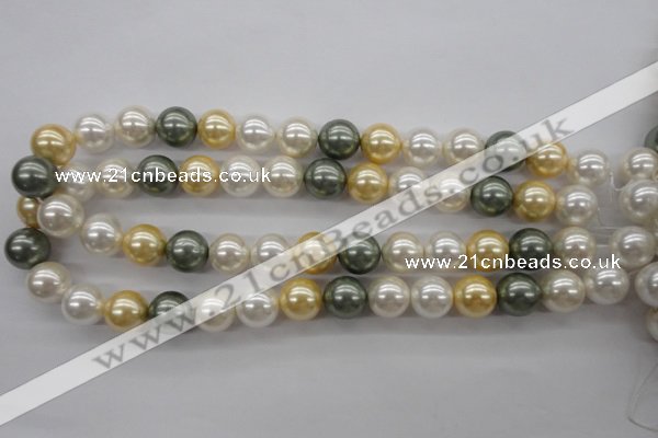 CSB1130 15.5 inches 14mm round mixed color shell pearl beads