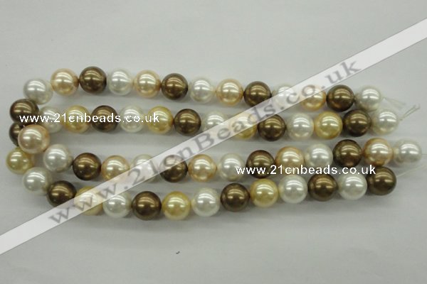 CSB1131 15.5 inches 14mm round mixed color shell pearl beads