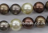 CSB1133 15.5 inches 14mm round mixed color shell pearl beads