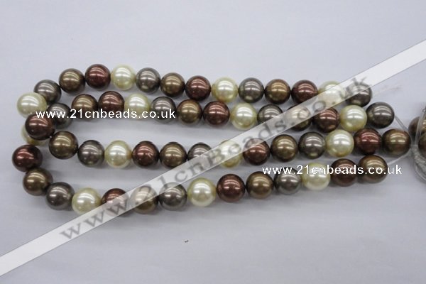 CSB1133 15.5 inches 14mm round mixed color shell pearl beads