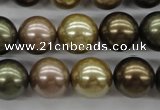 CSB1134 15.5 inches 14mm round mixed color shell pearl beads