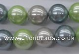 CSB1135 15.5 inches 14mm round mixed color shell pearl beads