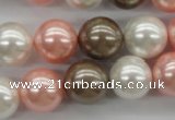 CSB1137 15.5 inches 14mm round mixed color shell pearl beads