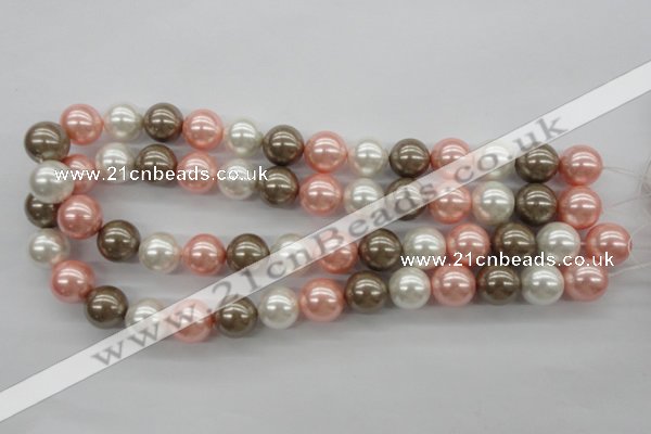 CSB1137 15.5 inches 14mm round mixed color shell pearl beads