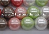 CSB1138 15.5 inches 14mm round mixed color shell pearl beads