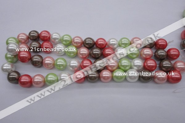 CSB1138 15.5 inches 14mm round mixed color shell pearl beads