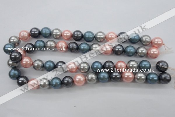 CSB1139 15.5 inches 14mm round mixed color shell pearl beads