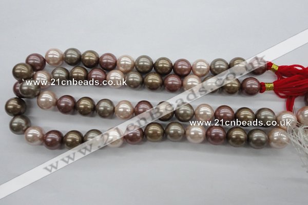 CSB1141 15.5 inches 14mm round mixed color shell pearl beads