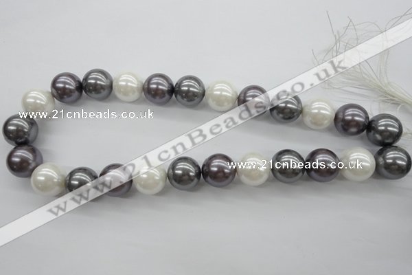 CSB1150 15.5 inches 16mm round mixed color shell pearl beads