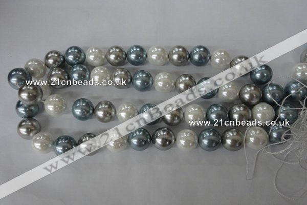 CSB1151 15.5 inches 16mm round mixed color shell pearl beads