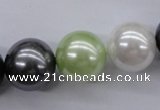 CSB1152 15.5 inches 16mm round mixed color shell pearl beads