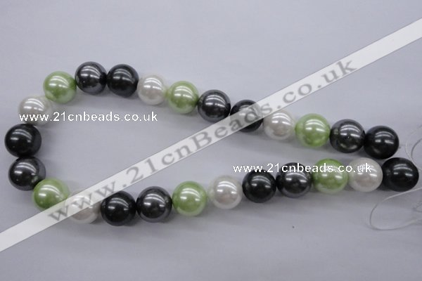 CSB1152 15.5 inches 16mm round mixed color shell pearl beads