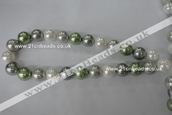 CSB1153 15.5 inches 16mm round mixed color shell pearl beads