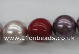 CSB1154 15.5 inches 16mm round mixed color shell pearl beads