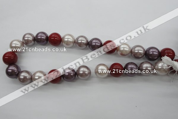 CSB1154 15.5 inches 16mm round mixed color shell pearl beads