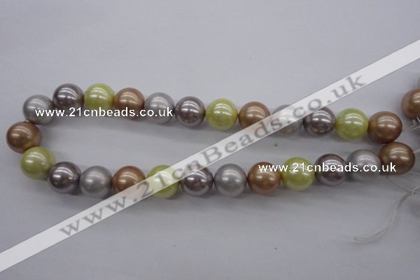 CSB1155 15.5 inches 16mm round mixed color shell pearl beads