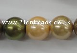 CSB1156 15.5 inches 16mm round mixed color shell pearl beads