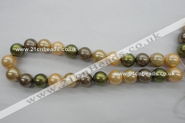 CSB1156 15.5 inches 16mm round mixed color shell pearl beads