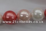 CSB1157 15.5 inches 16mm round mixed color shell pearl beads