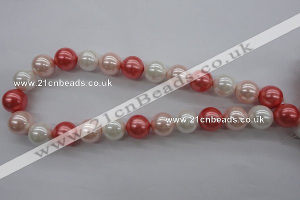 CSB1157 15.5 inches 16mm round mixed color shell pearl beads