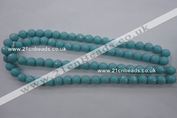 CSB1175 15.5 inches 10mm faceted round shell pearl beads