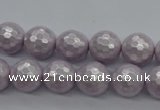 CSB1181 15.5 inches 8mm faceted round shell pearl beads