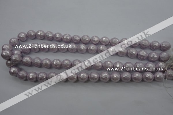 CSB1181 15.5 inches 8mm faceted round shell pearl beads