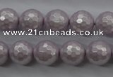 CSB1182 15.5 inches 10mm faceted round shell pearl beads