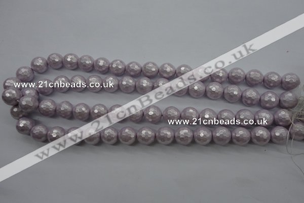 CSB1182 15.5 inches 10mm faceted round shell pearl beads