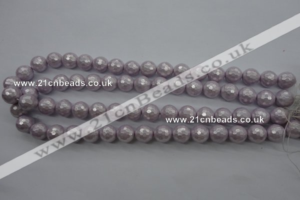 CSB1182 15.5 inches 10mm faceted round shell pearl beads