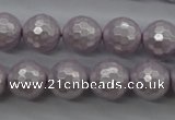 CSB1183 15.5 inches 12mm faceted round shell pearl beads