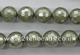 CSB1188 15.5 inches 12mm faceted round shell pearl beads