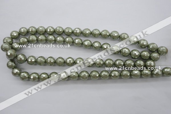 CSB1188 15.5 inches 12mm faceted round shell pearl beads