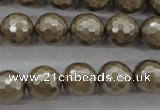 CSB1192 15.5 inches 12mm faceted round shell pearl beads