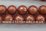 CSB1196 15.5 inches 12mm faceted round shell pearl beads