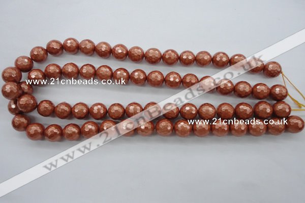 CSB1196 15.5 inches 12mm faceted round shell pearl beads