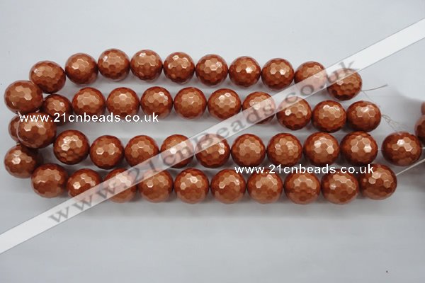 CSB1199 15.5 inches 18mm faceted round shell pearl beads